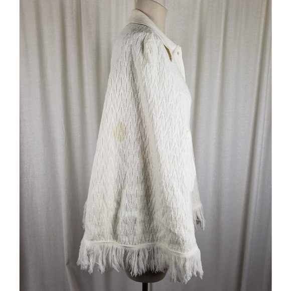Vintage Sweater Bee by BANFF Knit Crochet Fringe Sweater Cape Poncho Womens MCM - Picture 4 of 8